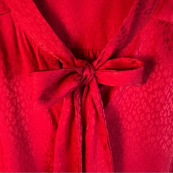 Torrid Red Cheetah Silk-Like Material Blouse career wear dark romantic plus size - Picture 7 of 15